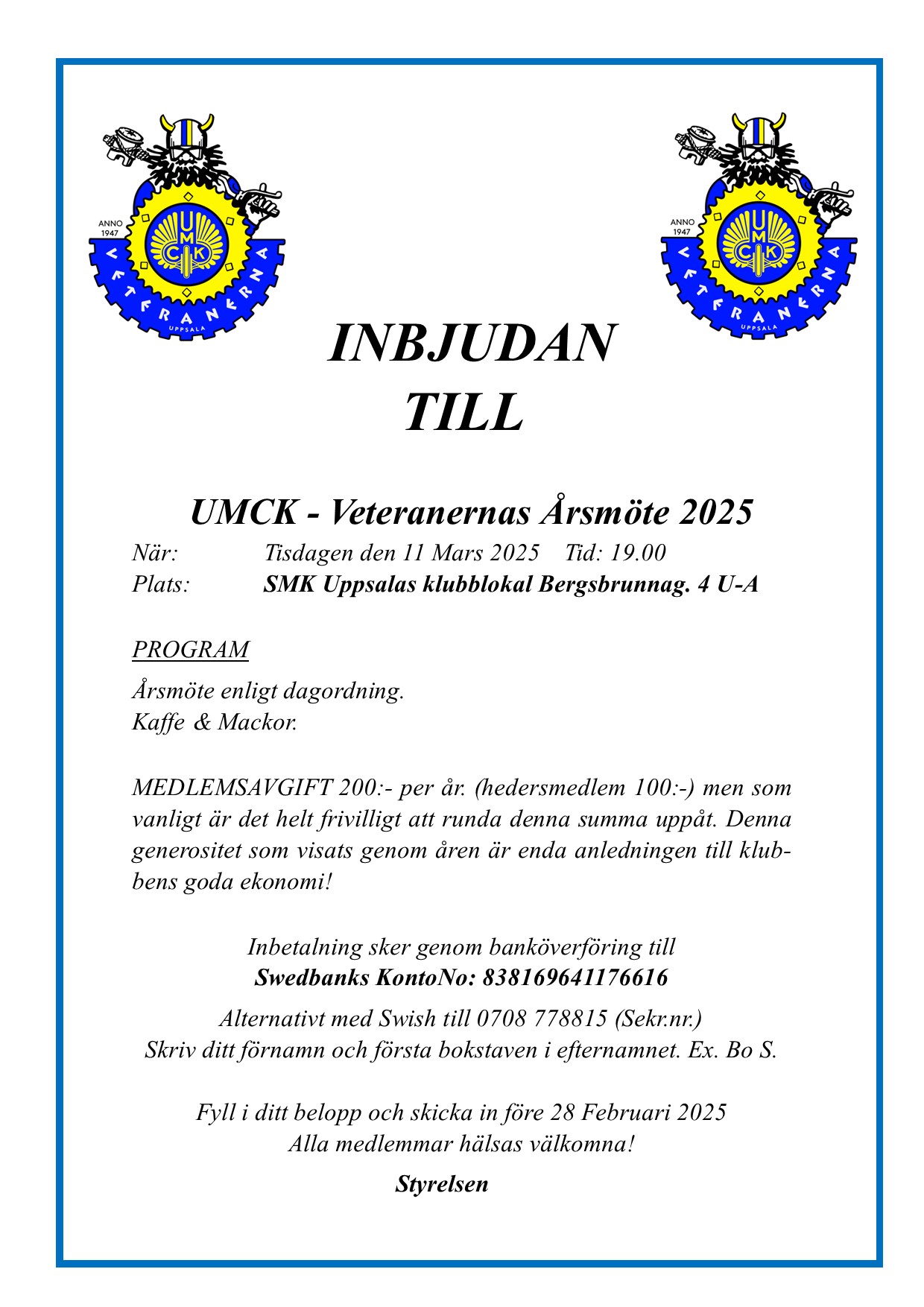 UMCK Inbjudan årsmöte 25